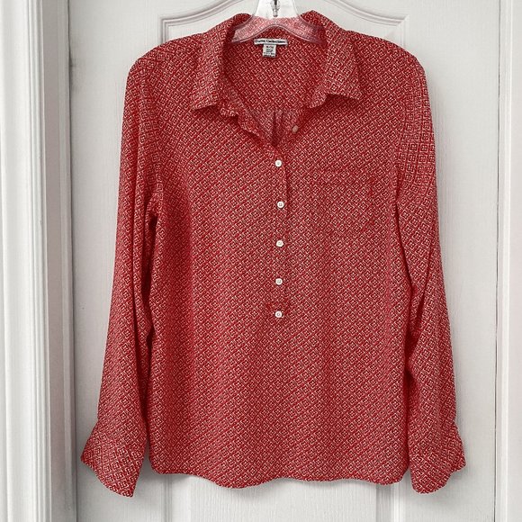 Dalia Collection - Fitted Half Button Longsleeve Print Pattern Blouse - Picture 1 of 9